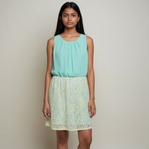 Elegant Lace Overlay Mint Skirt